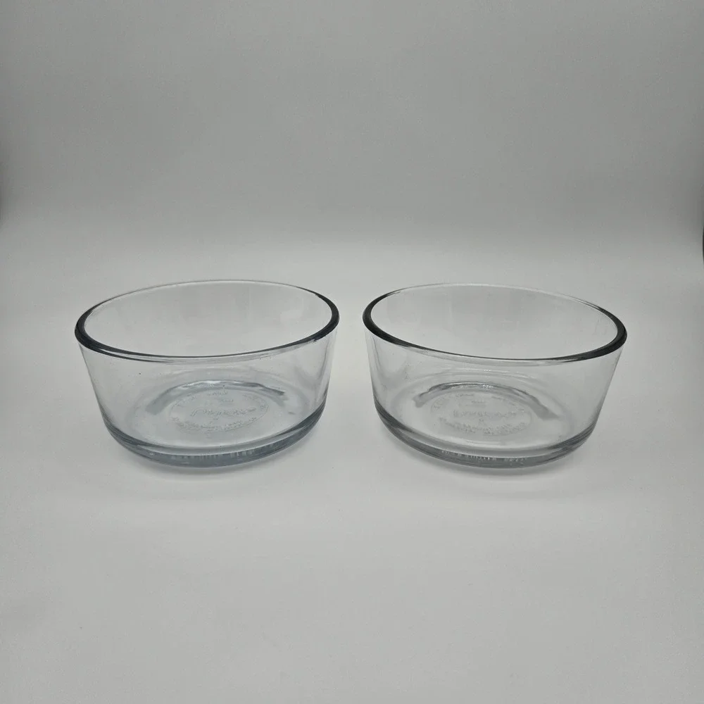 Pyrex Glass Bowls 2-Cup Clear Round Food Storage Containers 7200 No Lids